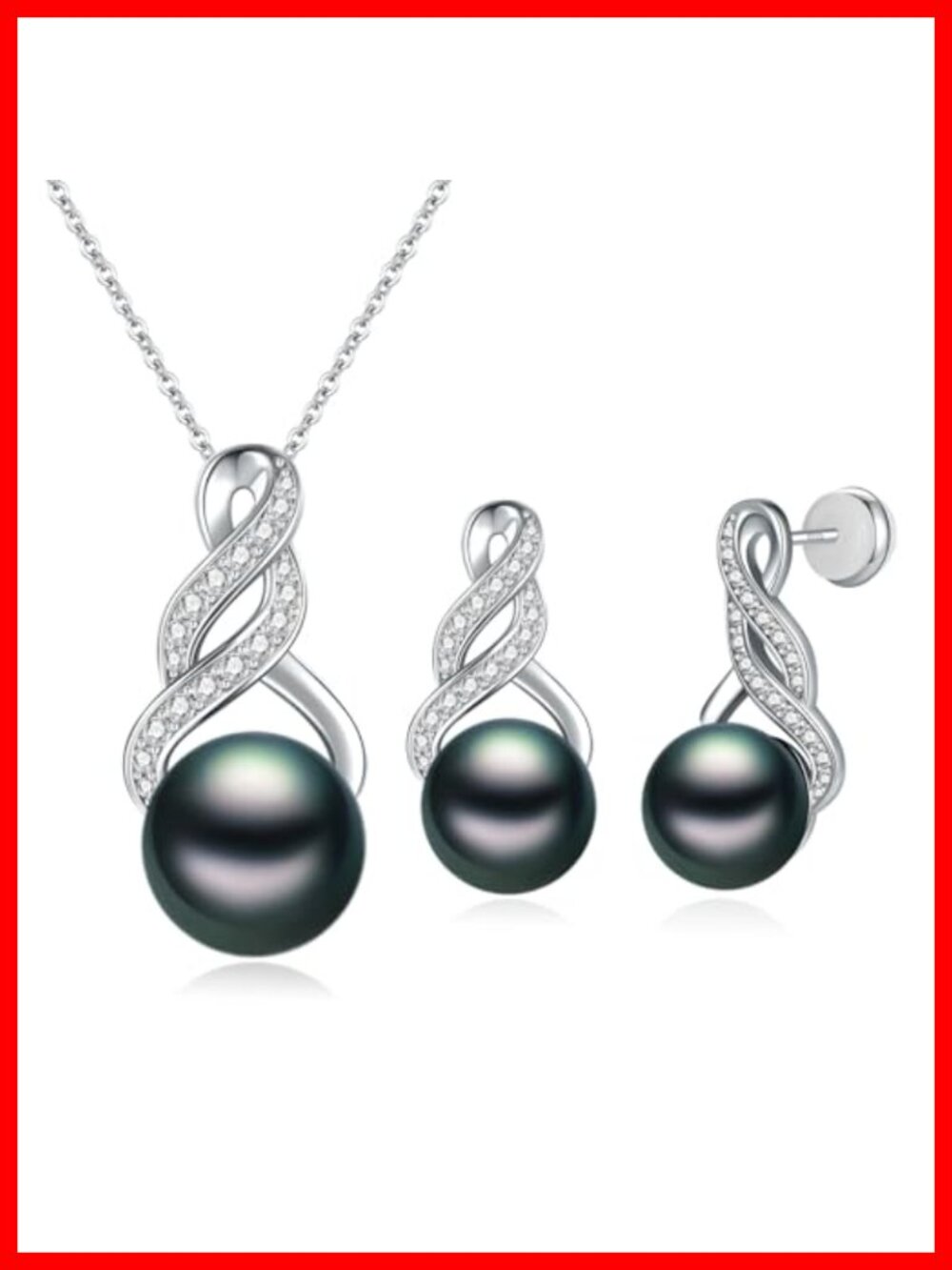 Pearl Necklace and Earring Set for Women 925 Sterling Silver Gold Plated
